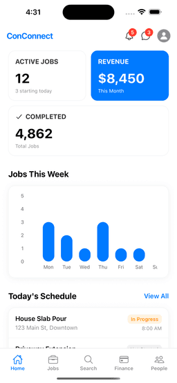 ConConnect App Dashboard