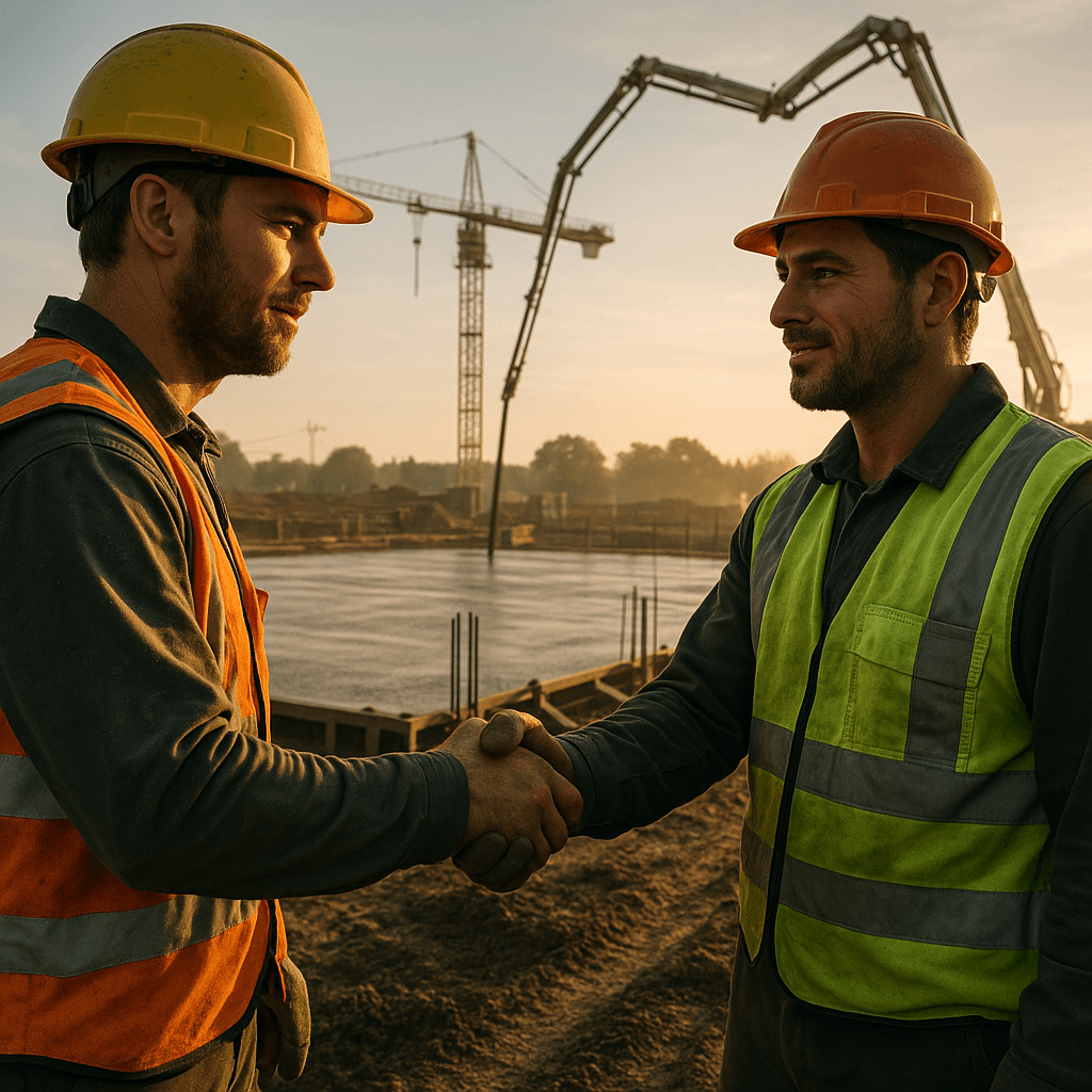 Professional concreters at work